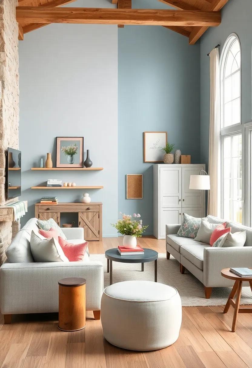 Delicate Cream and Pastel Peach Layered Bedding on a Daybed