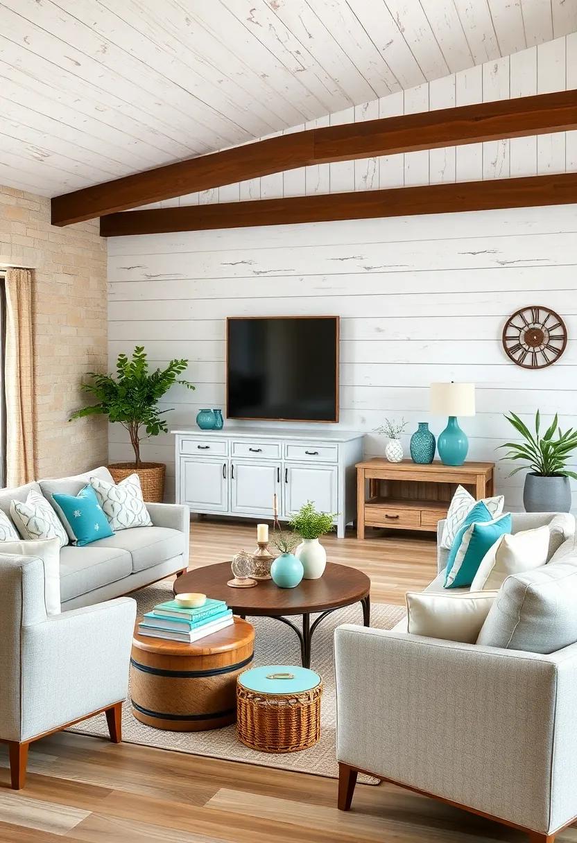 Soft Aqua Accessories Against whitewashed Barnwood panels