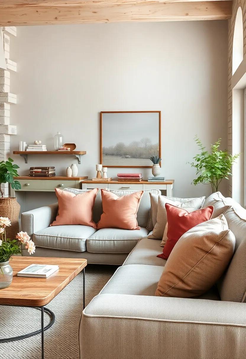 Dusty Rose Cushions on a Classic Linen Couch