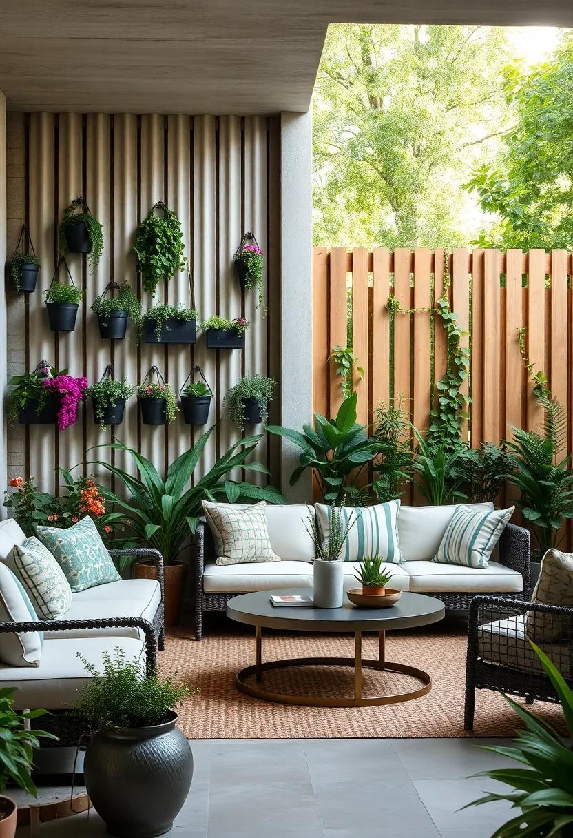 Vertical garden fences ⁤with integrated​ pockets for⁤ growing‌ hanging herbs and flowers