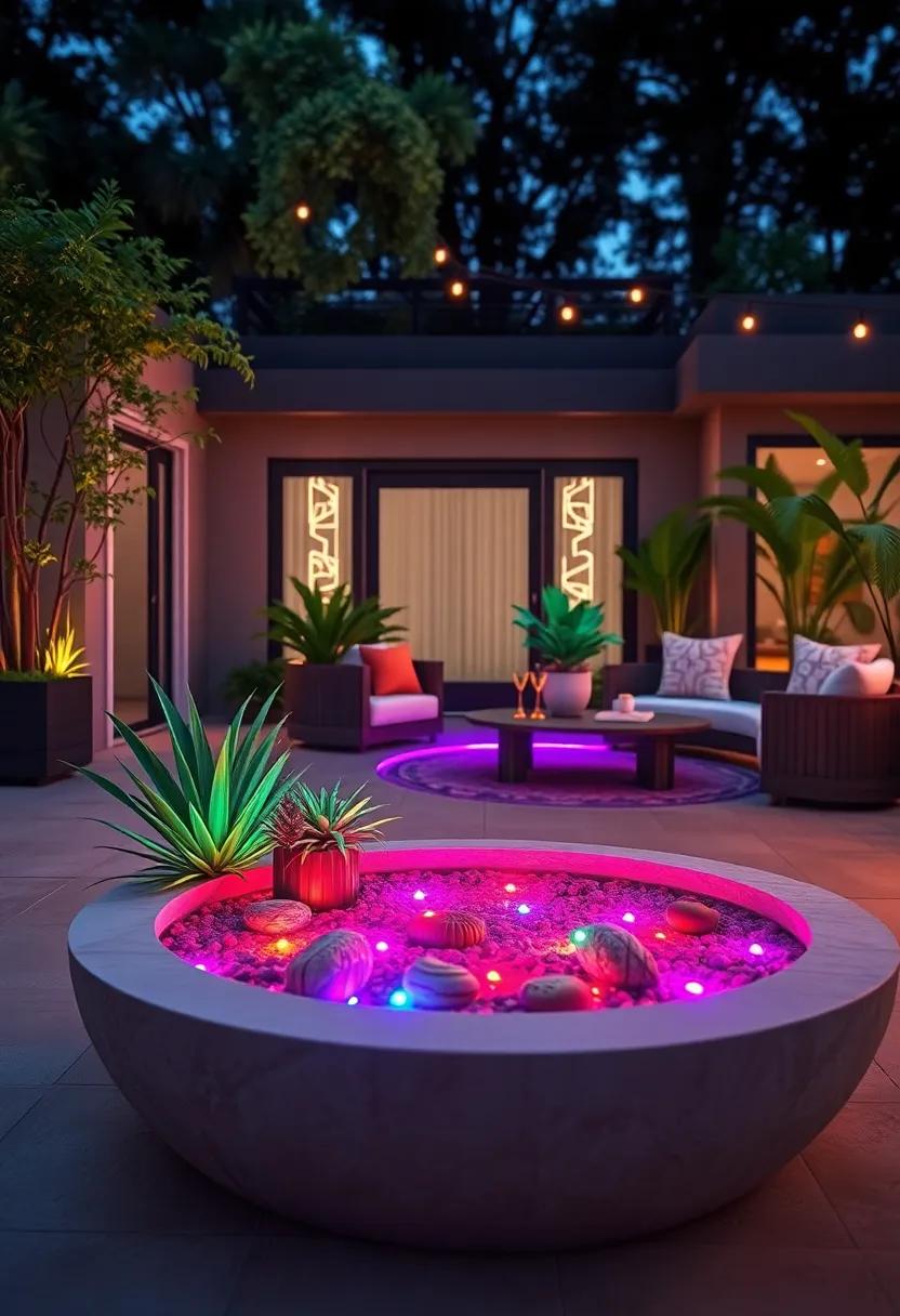 Close-up Of Color⁢ Changing LED Lights Inside A Circular Infinity Mirror ‌Planter Casting Magical Patterns