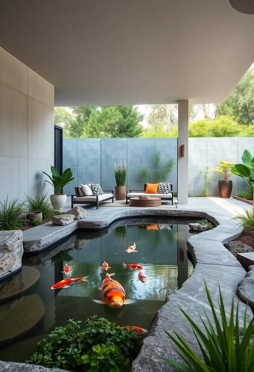 glass Cascades: ‌A koi pond with ​integrated ⁢transparent‌ walls​ that extend into a gentle waterfall feature, creating ⁤soothing⁢ water sounds