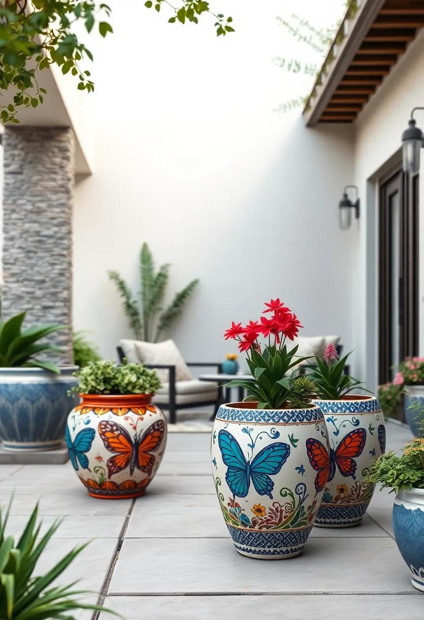 Talavera Pot with Butterfly Motifs to Bring Life to Your Garden