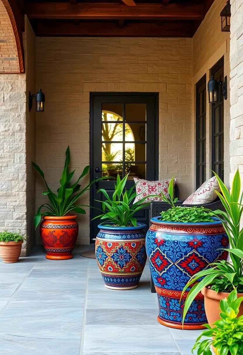 Bold Red and Blue Tribal Patterned‌ Mexican Pot for a Statement Piece