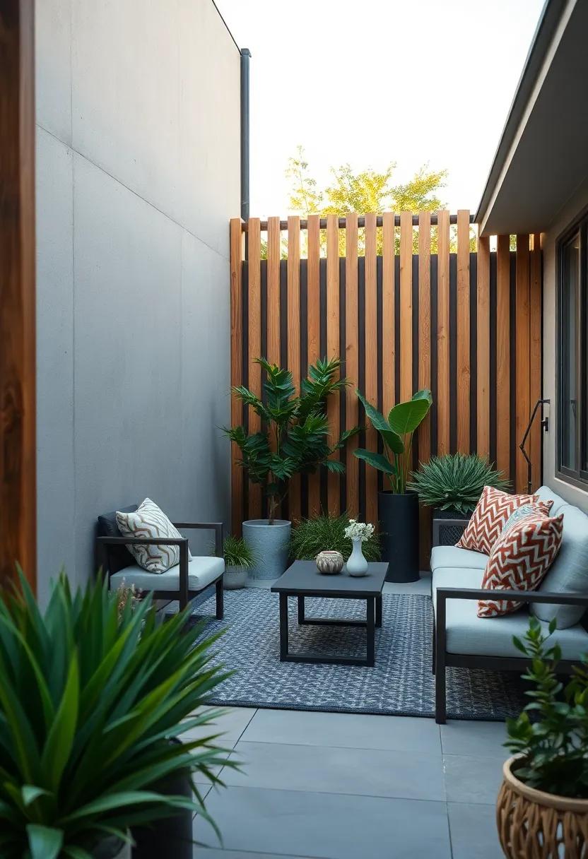 The Play Of Shadow⁣ And Light On Nordic⁤ Wooden Slatted Fences Amidst ⁢Simple Green‌ Plantings For Visual Interest