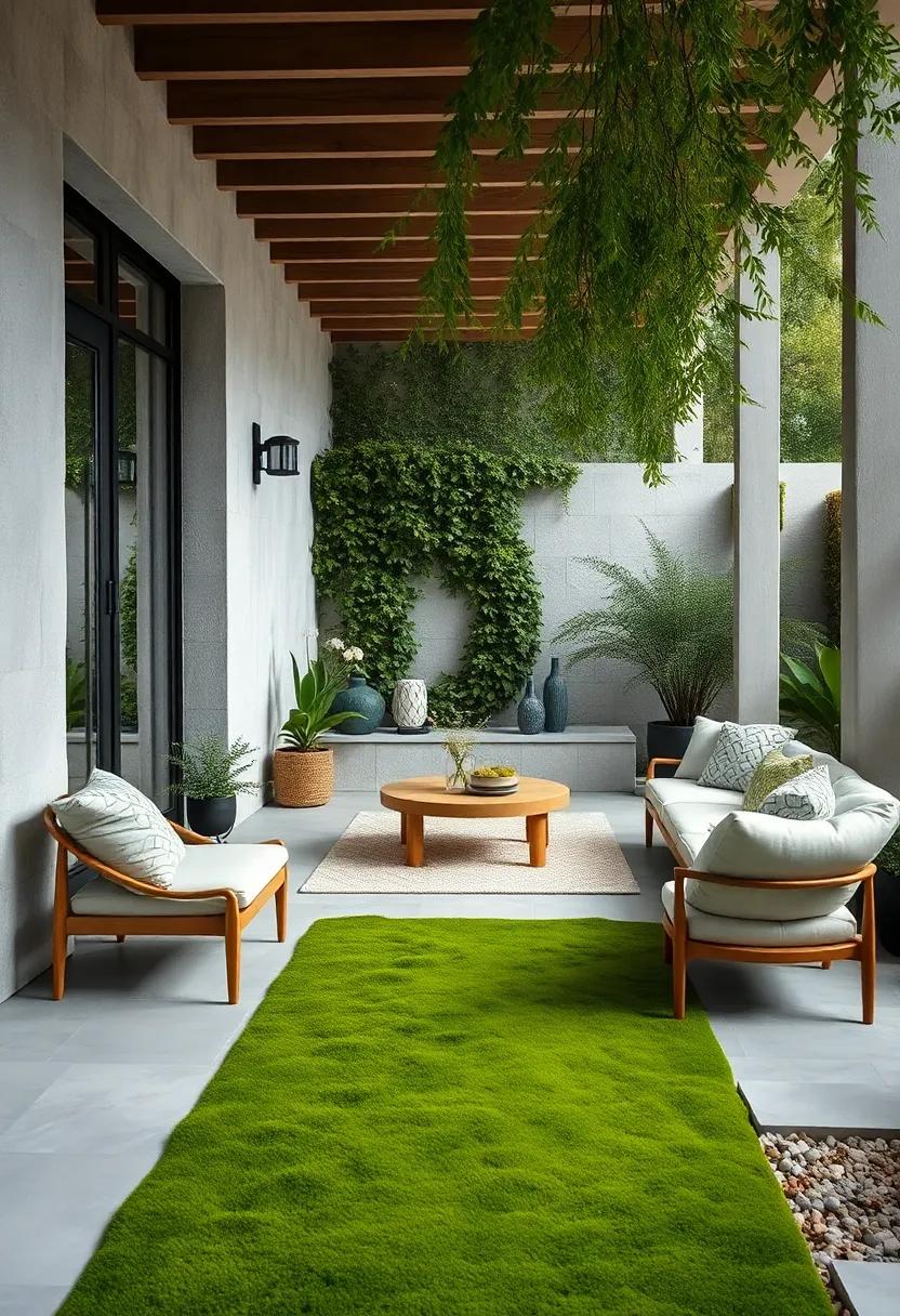 Subtle Contrast Of ⁣Pale Grey Stone Against Soft Green Moss Providing A Quiet Nordically‌ Inspired Garden Scene