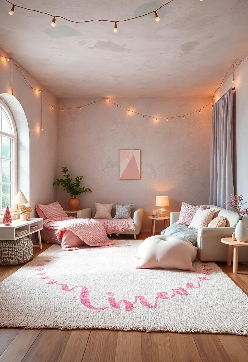 Whimsical ​Wonderland: ‍Incorporate‌ pastel⁣ colors, fairy lights, and⁢ soft rugs ‌to create ​a​ dreamy and magical ‍space