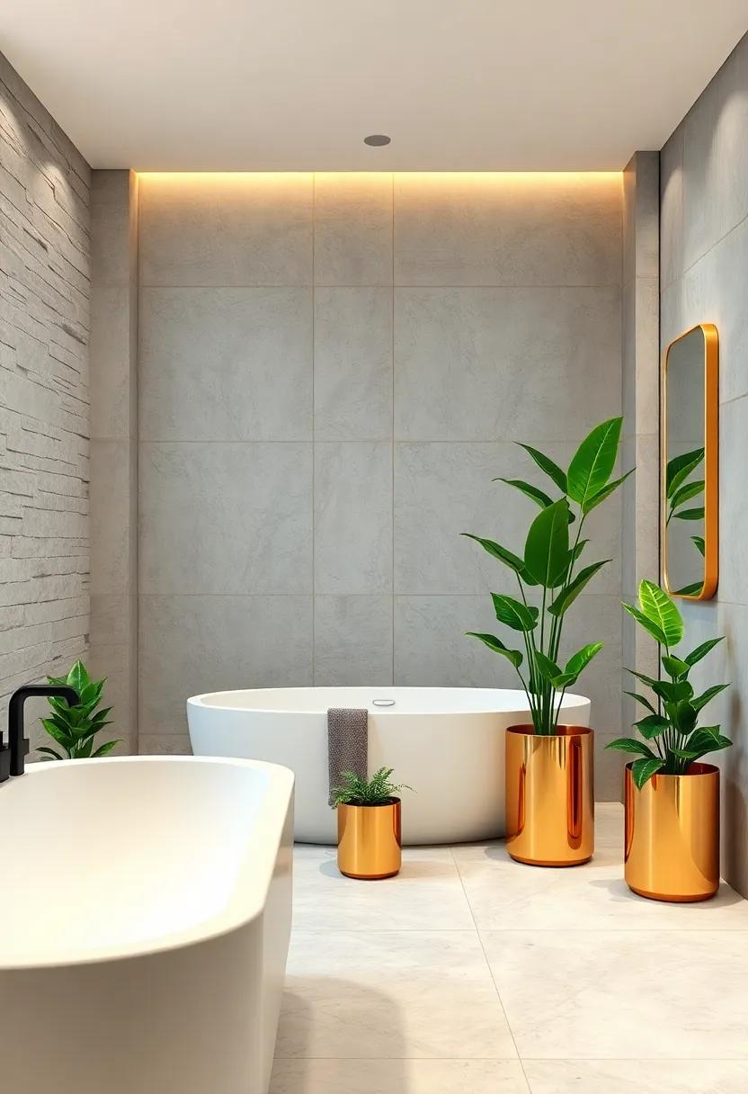 Add a Touch ⁤of ⁣Greenery with Elegant Potted Plants in Gold Planters