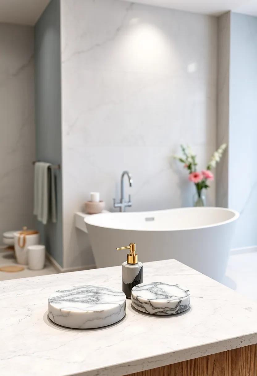 Place ‍Decorative Marble or⁣ Onyx Soap Dishes and ‌Dispensers