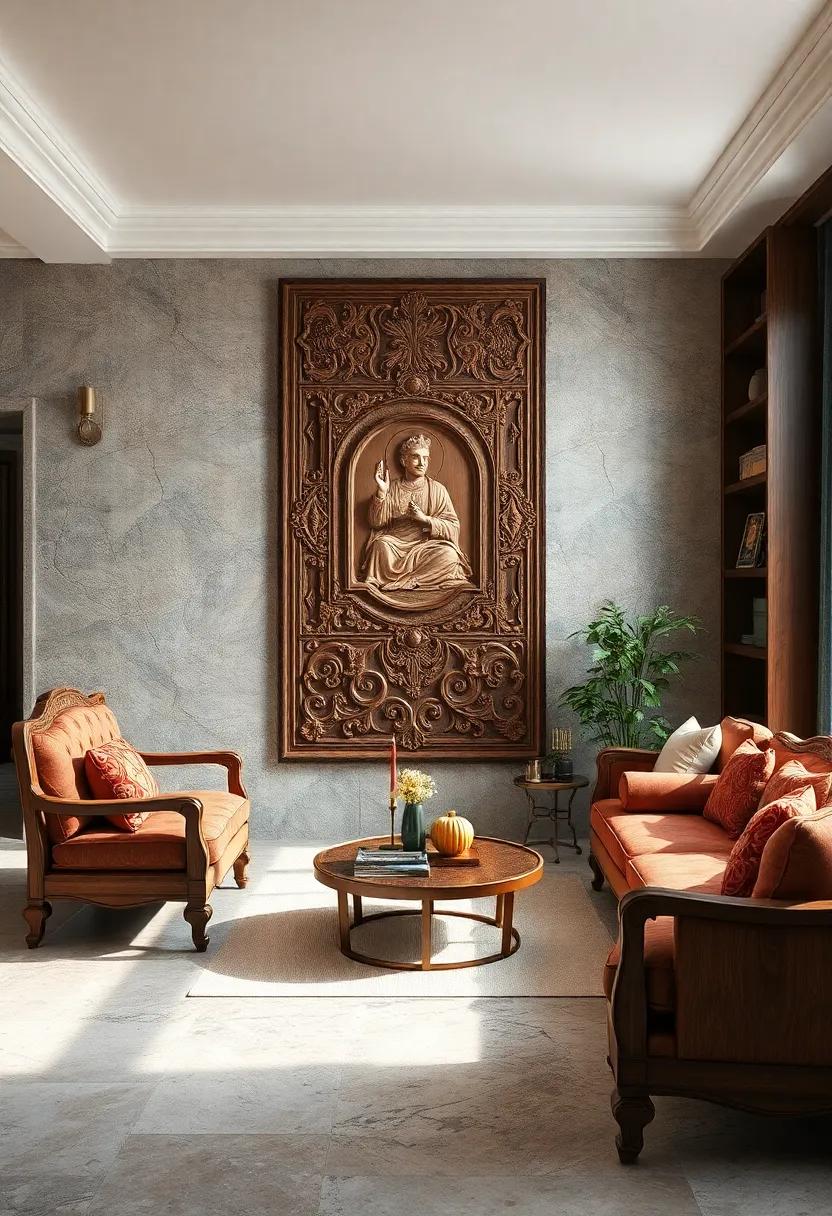 Portuguese Carved Wall⁣ Panel – Intricate patterns and religious symbolism adorn this decorative piece