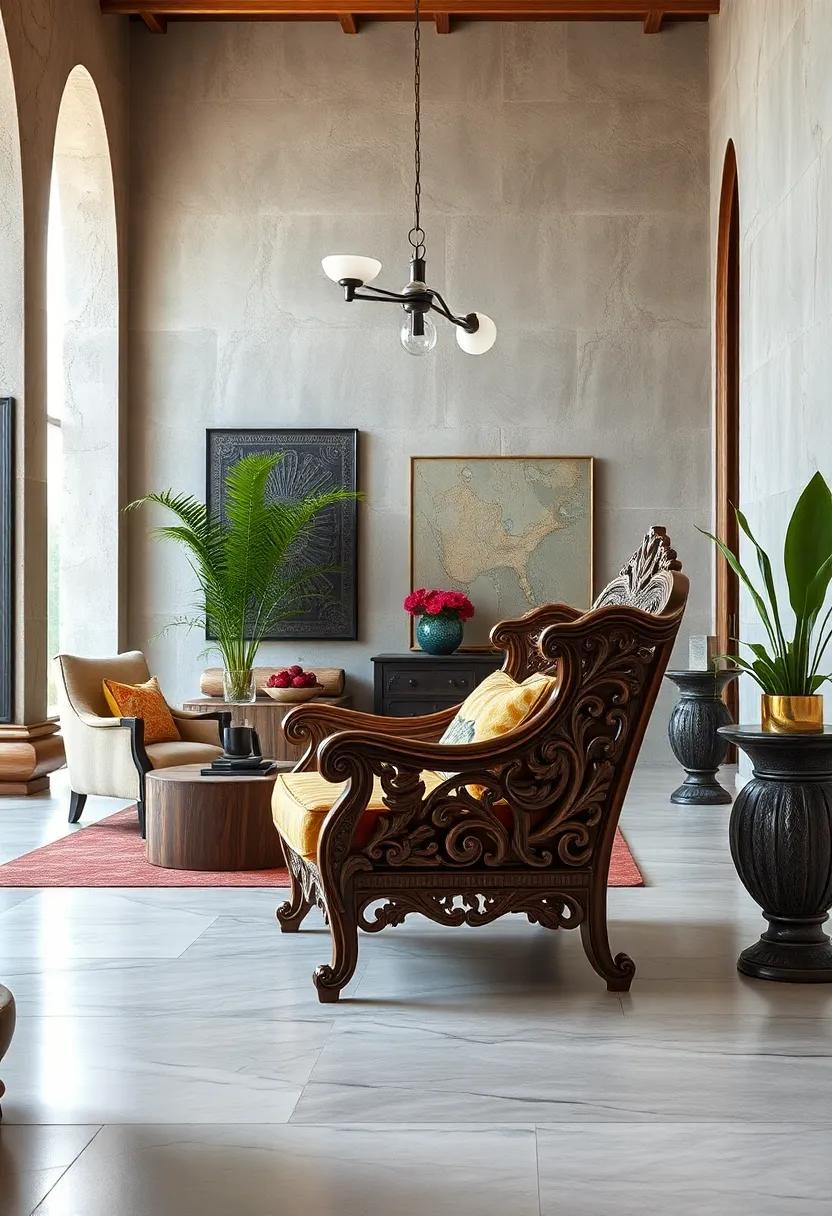 Victorian ‌Rosewood ⁣Armchair – Hand-carved with intricate vines and petals, a true testament to⁣ craftsmanship