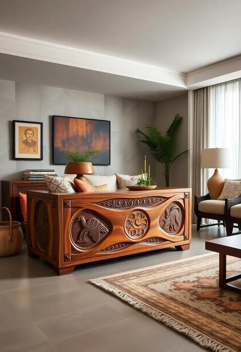 Native American Inspired Cedar Chest –⁣ Symbolic hand-carvings tell cultural stories and traditions