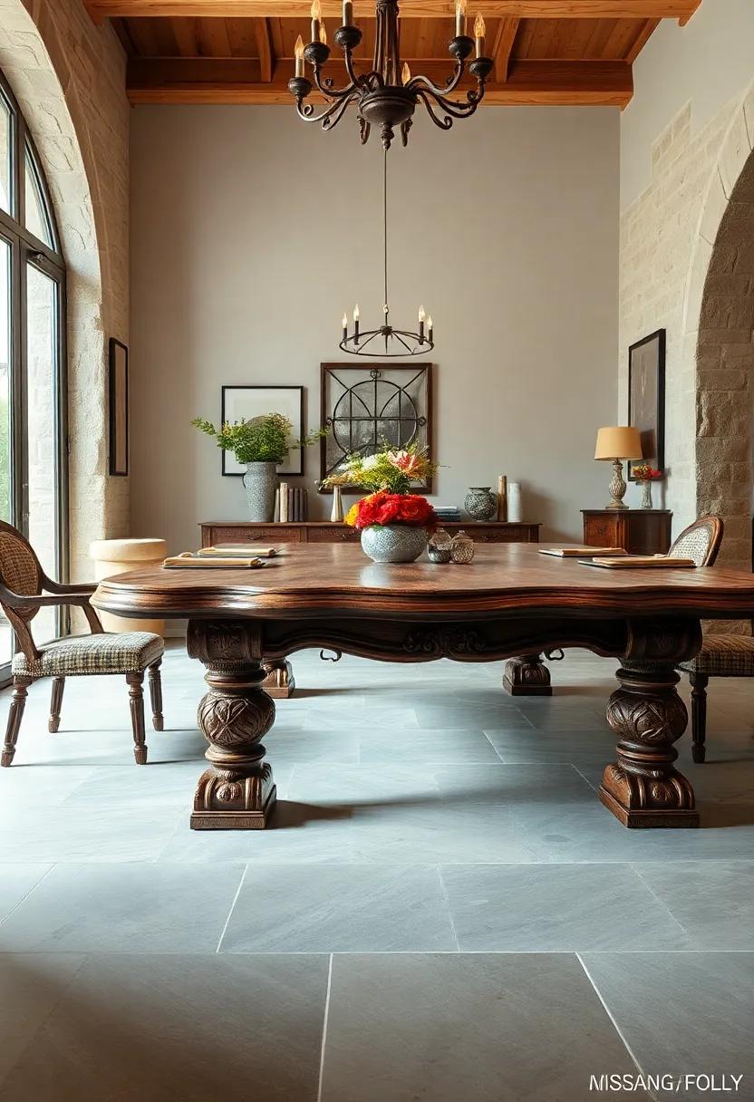 English Jacobean Oak table – Heavy, stately designs featuring intricate⁢ strapwork and rosettes