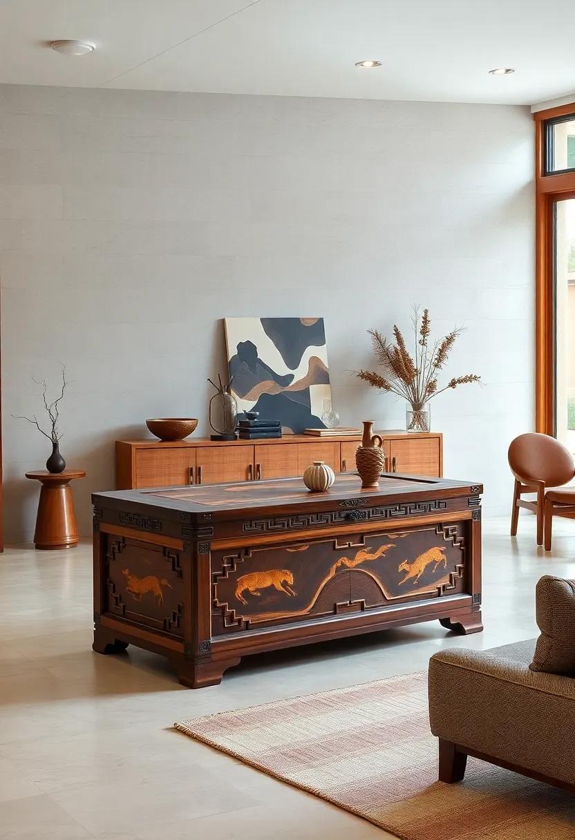 Japanese Tansu Chest – ‌Minimalist yet detailed, with precise‌ hand-carved joinery and subtle motifs