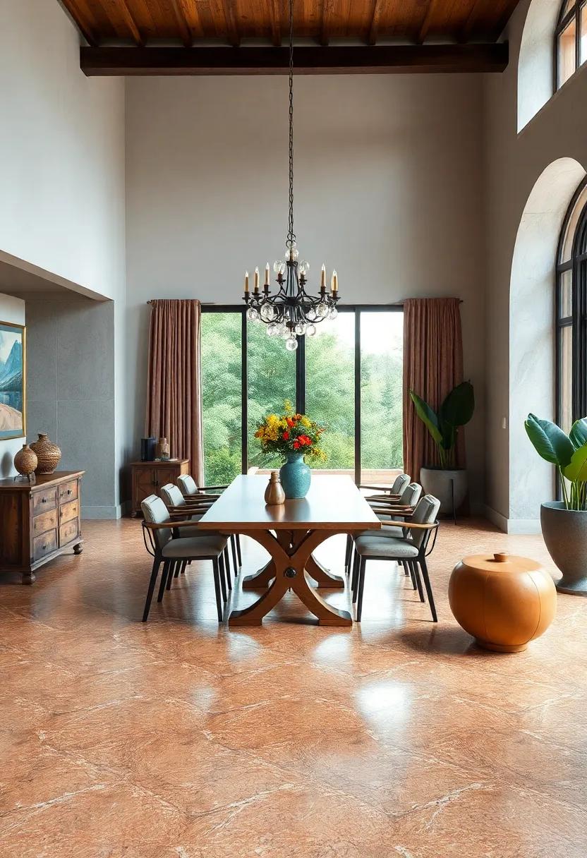 Mediterranean Elegance: Warm terracotta-hued​ terrazzo flooring combines perfectly with ⁣rustic wooden furniture ⁢and wrought iron light⁢ fixtures