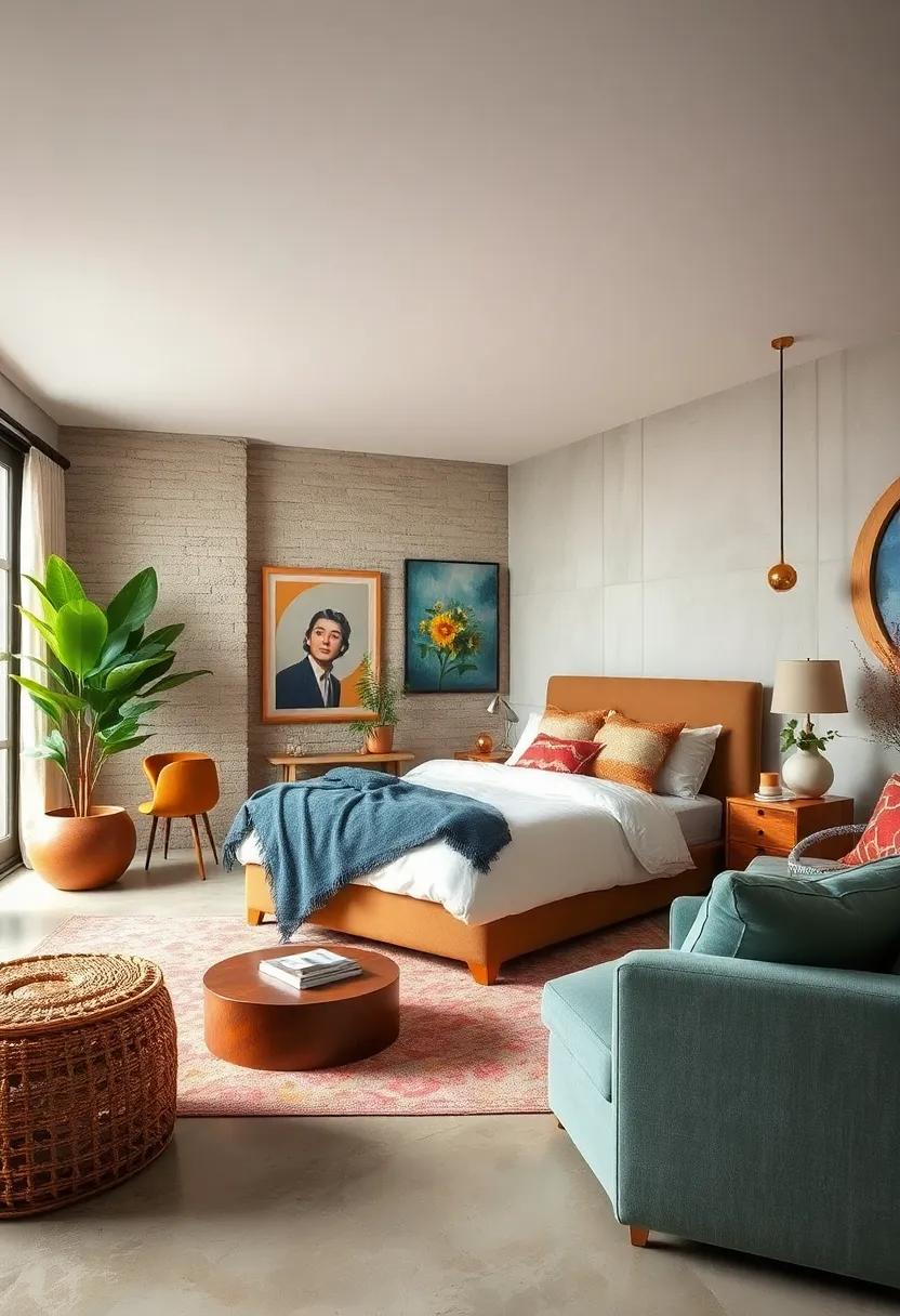 Layered Textures and Fabrics ⁢Creating a Warm Embrace Within a Vibrant Eclectic Bedroom Space