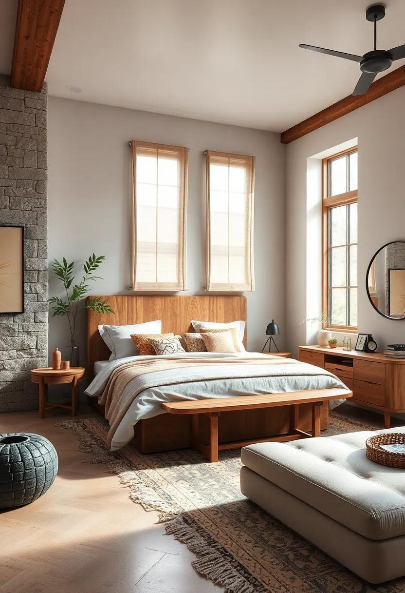 Mixing Rustic wood⁤ Elements with Sleek Metals for⁤ an ⁣Inviting ⁤Bedroom Atmosphere of contrasts