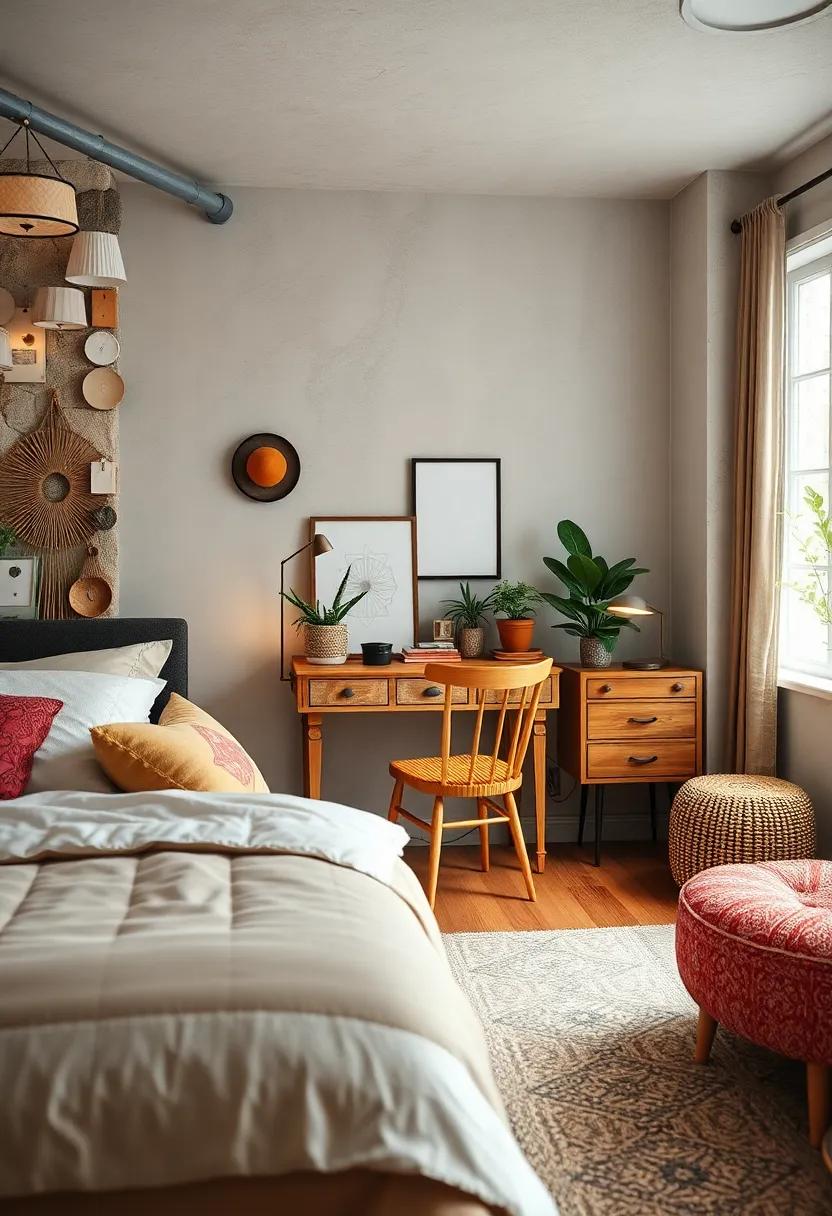 Plush Rugs and Throws Adding Depth and Comfort ‍to an Eclectic Bedroom Filled With Bold Accents