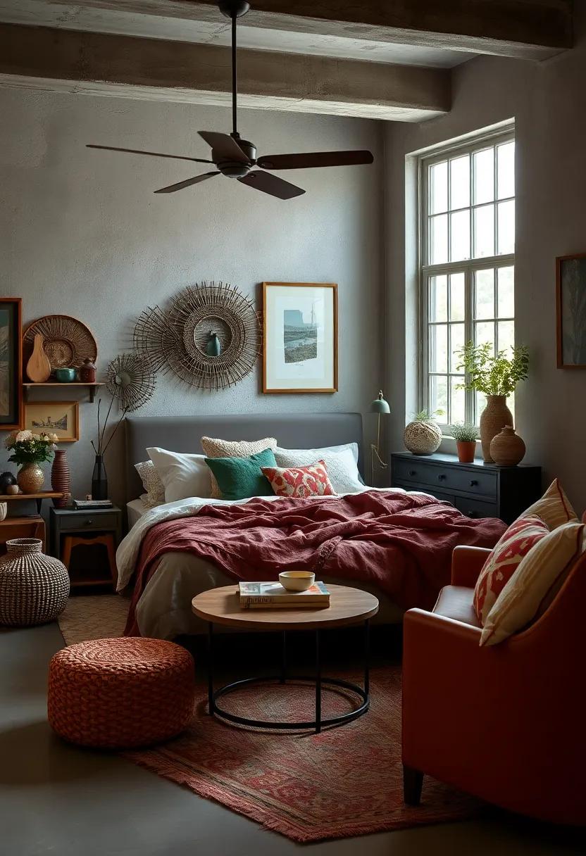A Harmony of Vintage Finds and ‌modern Decor Pieces Blending Seamlessly in a Cozy Bedroom Setting