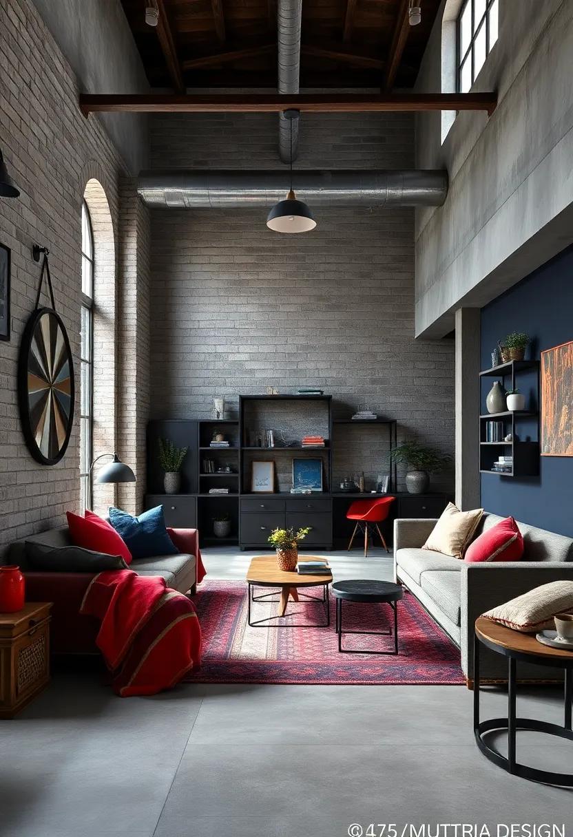 A Palette of Grays, Navy, and deep Reds Providing depth and Style in an ⁤Industrial teen⁢ Room