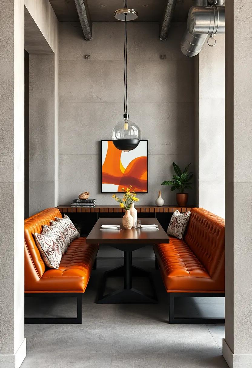 Concrete⁤ and ⁣leather Duo: ⁣Smooth concrete elements ‌paired with ‌soft, tufted leather seating​ create ⁢a ‌tactile contrast ⁣that invites⁢ both functionality and style