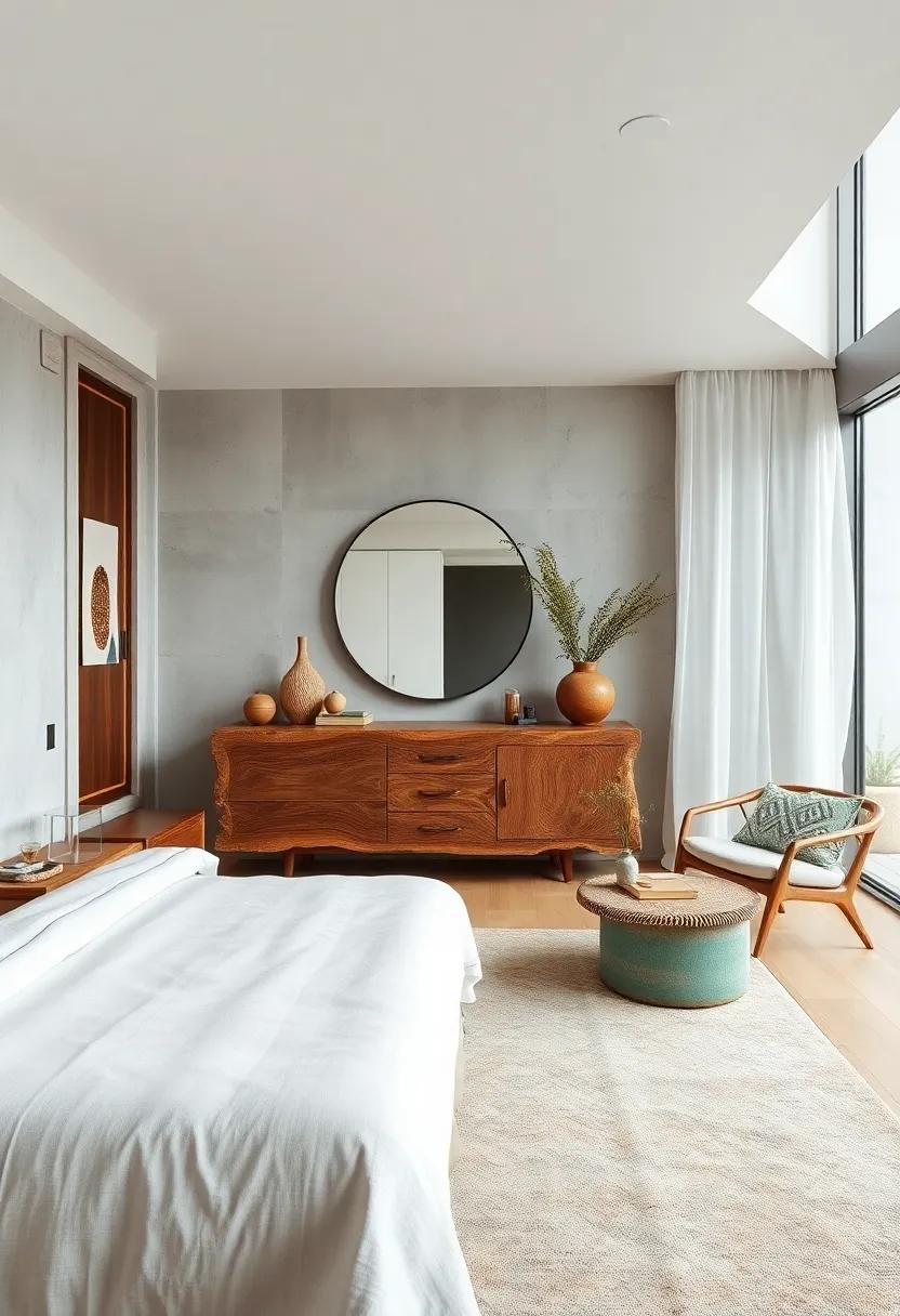 Incorporate a⁤ live-edge wooden ​dresser ⁣as ‌a statement⁣ piece with organic contours