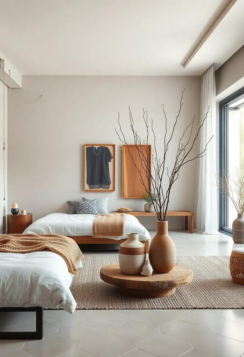 Introduce a set ⁤of hand-thrown ceramic‌ vases with dried branches as⁤ simple, sculptural décor