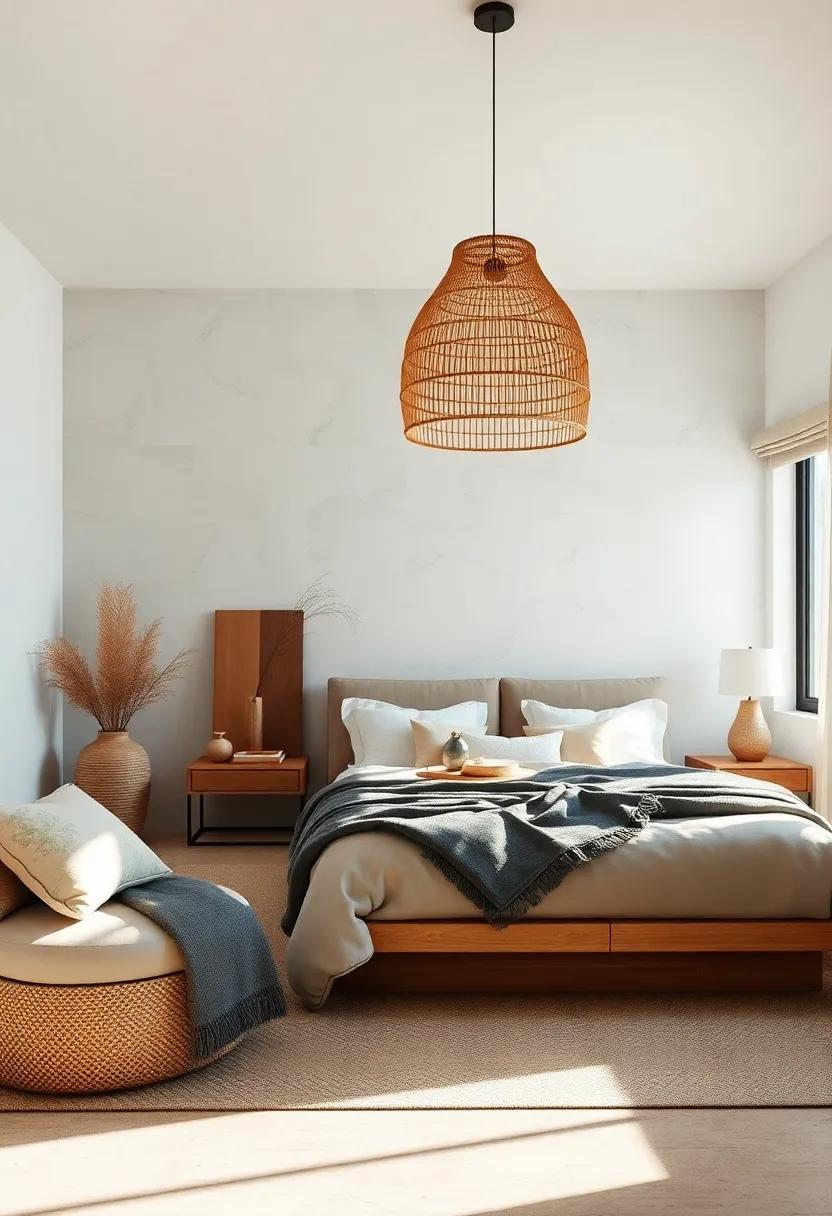 Place a natural fiber pendant light shade, like ⁢wicker or seagrass, ⁢for ‌warm ambient​ lighting