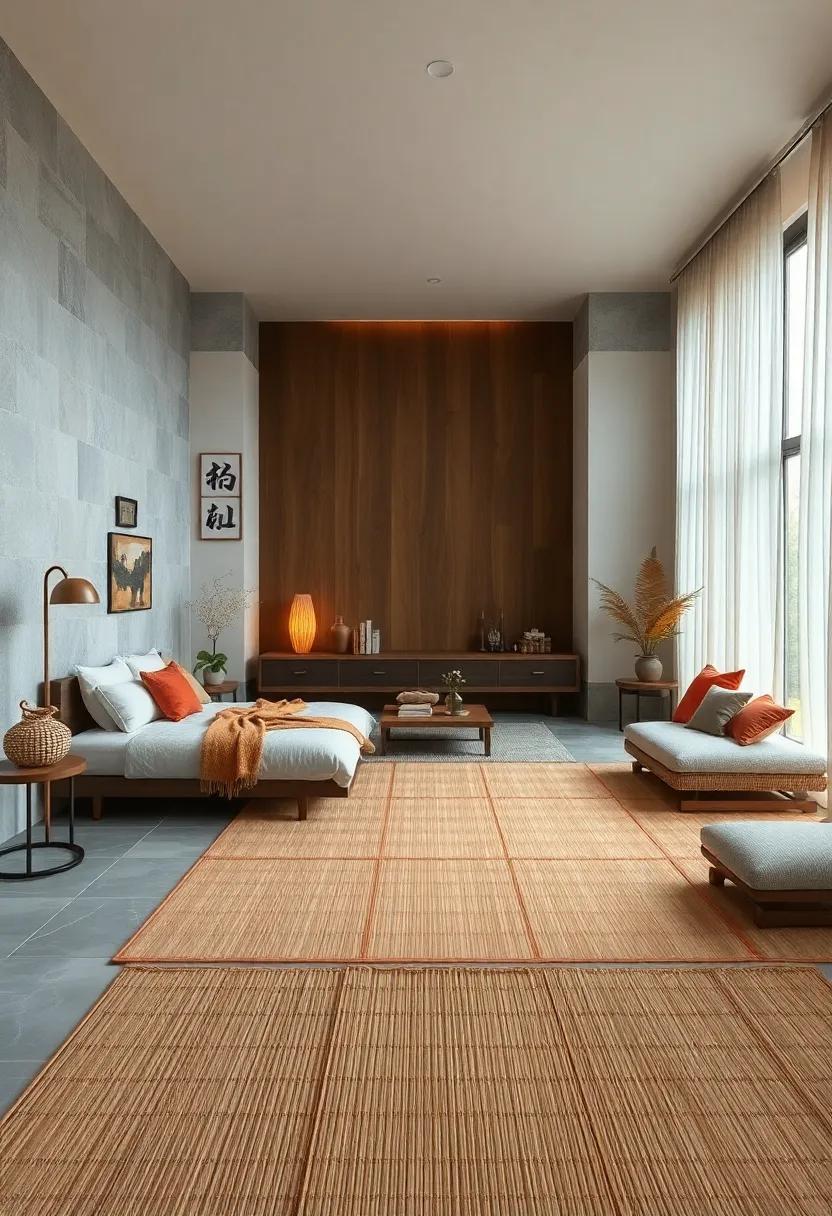 Select ⁢a tatami-inspired floor mat, made from natural ‌straw, to‌ create⁣ an authentic foundation