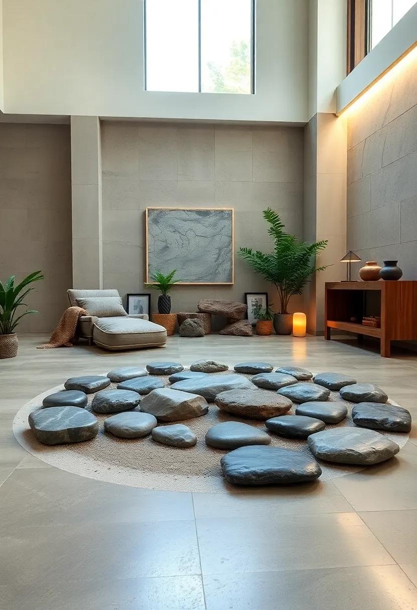 Flat Rock Meditation Circle:⁣ Use flat,smooth stones arranged in ⁣a ⁢circle⁢ to create​ a grounding meditation⁢ spot within your indoor ‍sanctuary