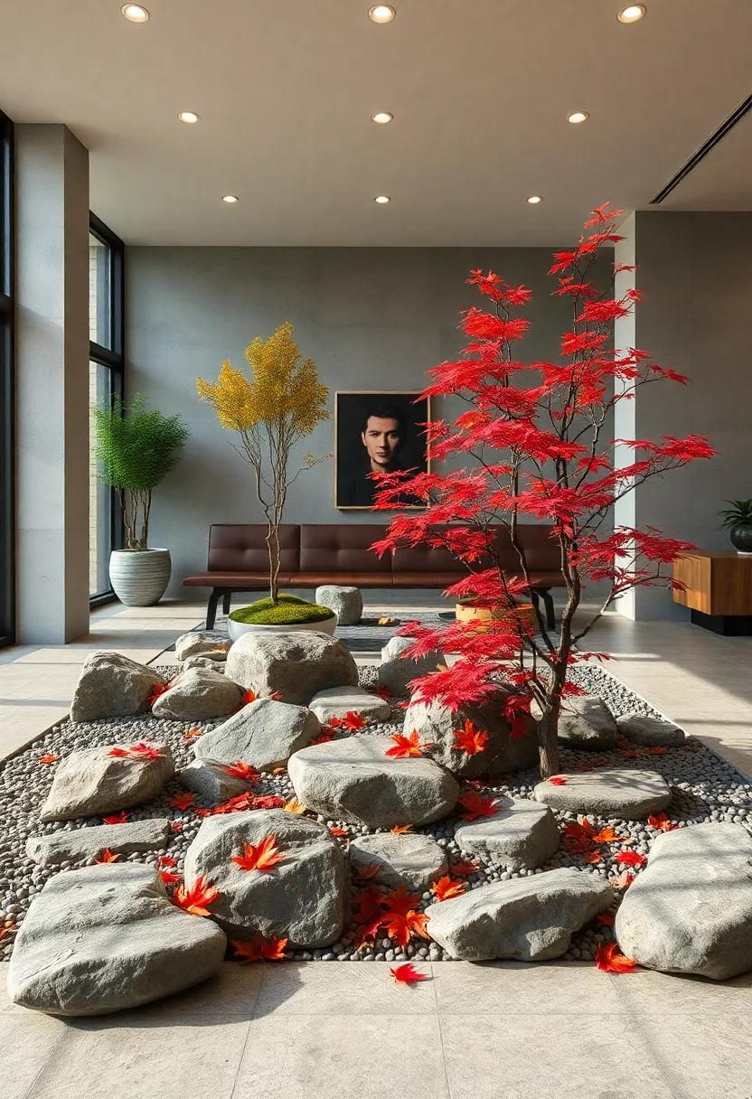 Autumn Leaf ⁤Integration: Scatter small, ⁢preserved Japanese maple ‌leaves among ⁢rocks for seasonal color and poetic resonance