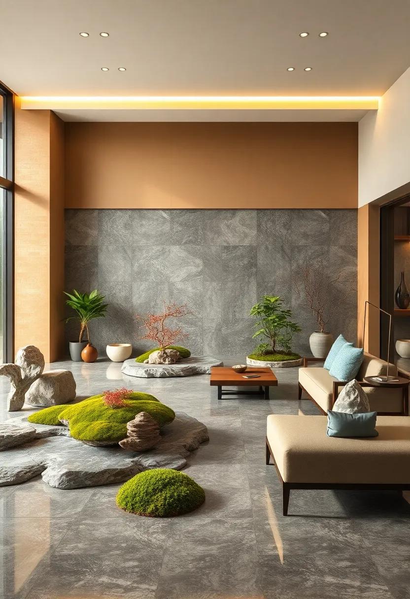 Granite Slab Backdrop: Use extensive granite ⁣slabs as the foundation to​ showcase smaller rock and moss ‌arrangements for ​a ⁣bold yet serene ⁣look