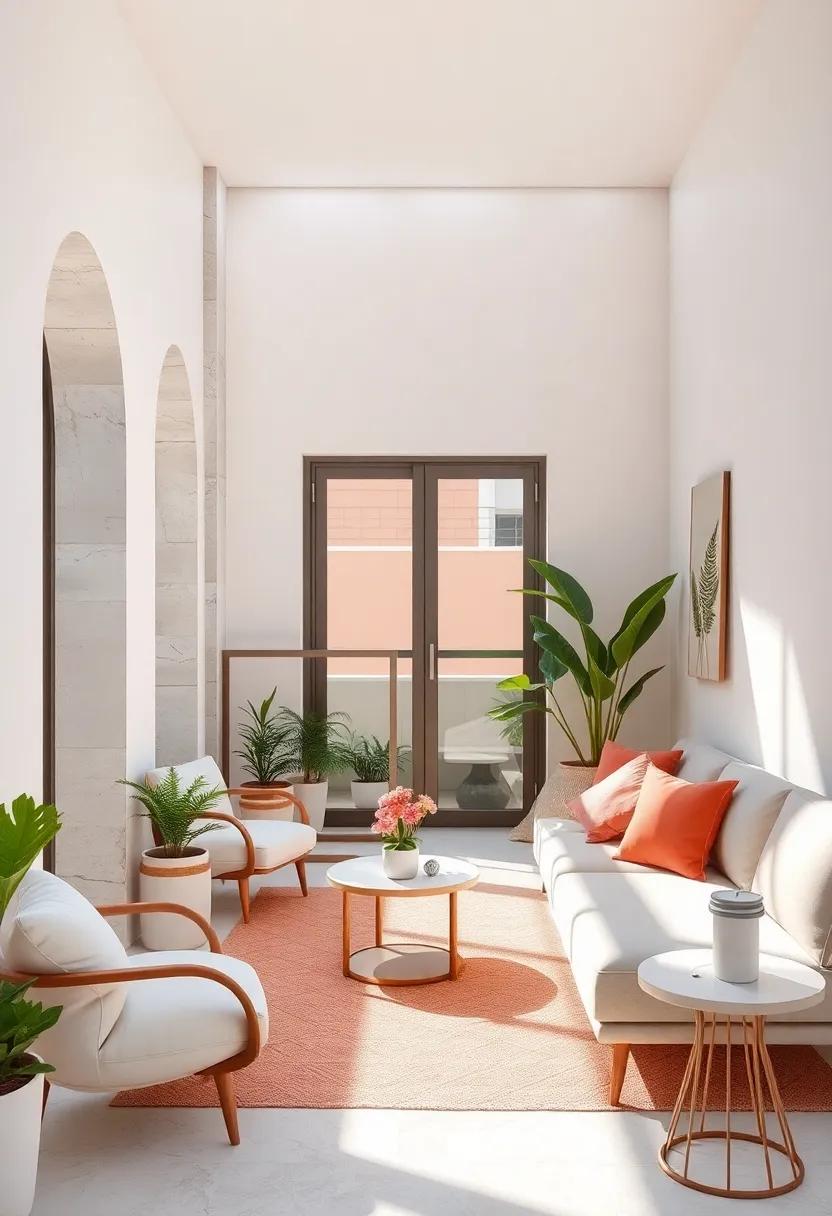 Pale Coral and​ Off-White:​ Infuse gentle energy with soft coral‌ hues balanced ⁢by off-white neutral ⁤grounds