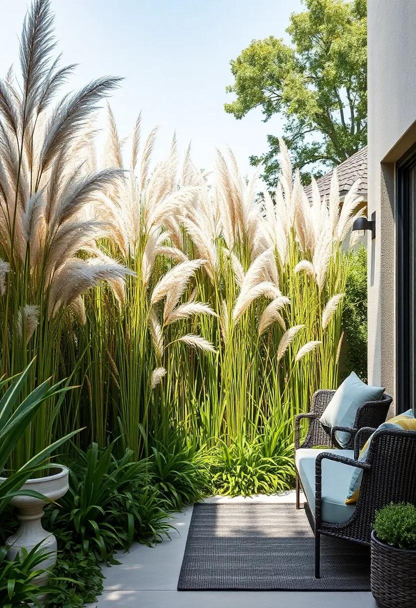 Mexican Feather Grass (Nassella tenuissima) – Its fine,⁣ silky blades ​bring a flowing texture, ideal for​ gentle privacy without heaviness
