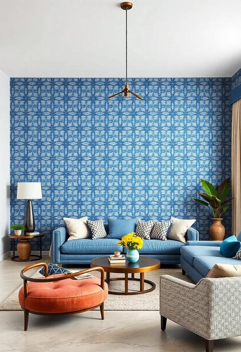Bold Indigo Wallpaper ​With Vintage Moroccan Mosaic Patterns Adding Exotic Flair To Cozy Corners And Reading Nooks