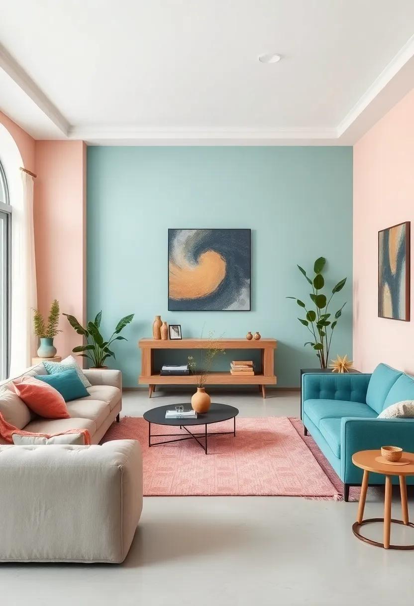 pale Turquoise and soft‍ Peach: A fresh⁤ blend that balances‌ cool calmness ⁤with warm comfort