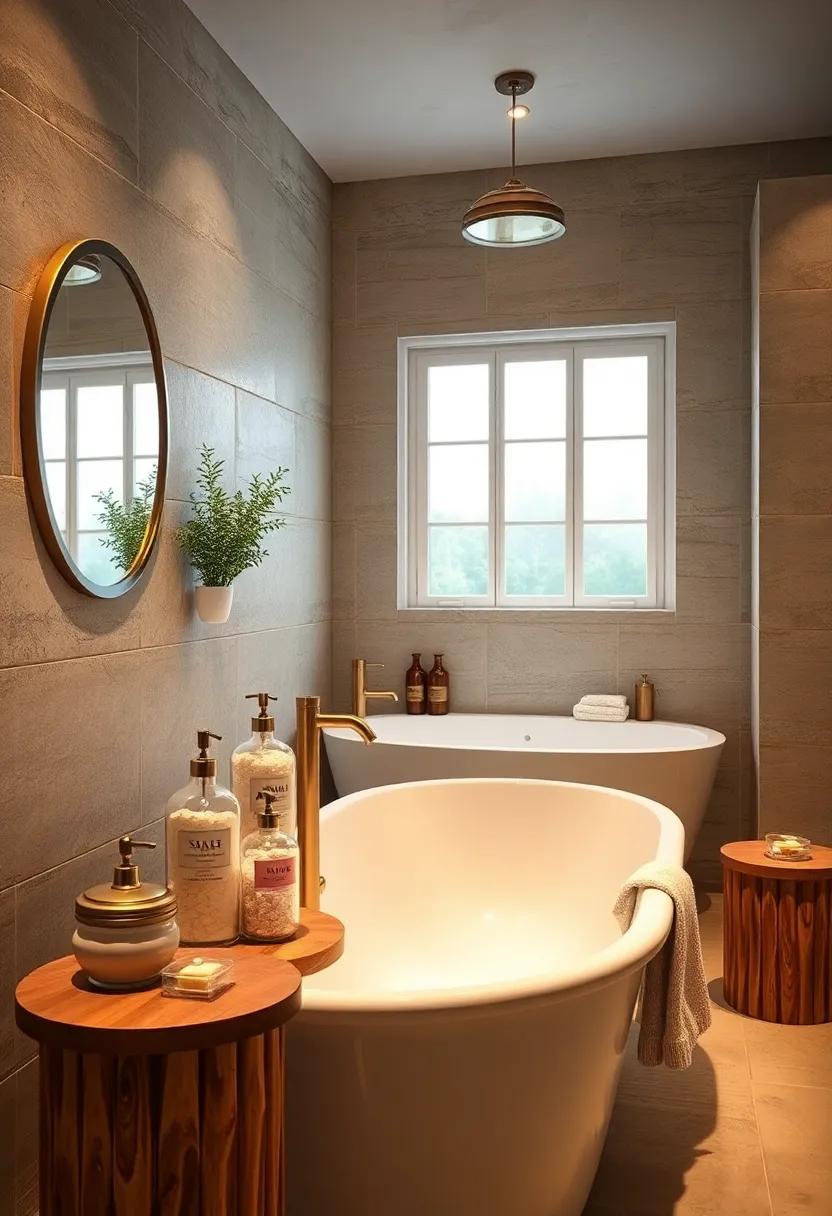 Apothecary jars filled ​with bath salts and soaps as decorative ‍accents