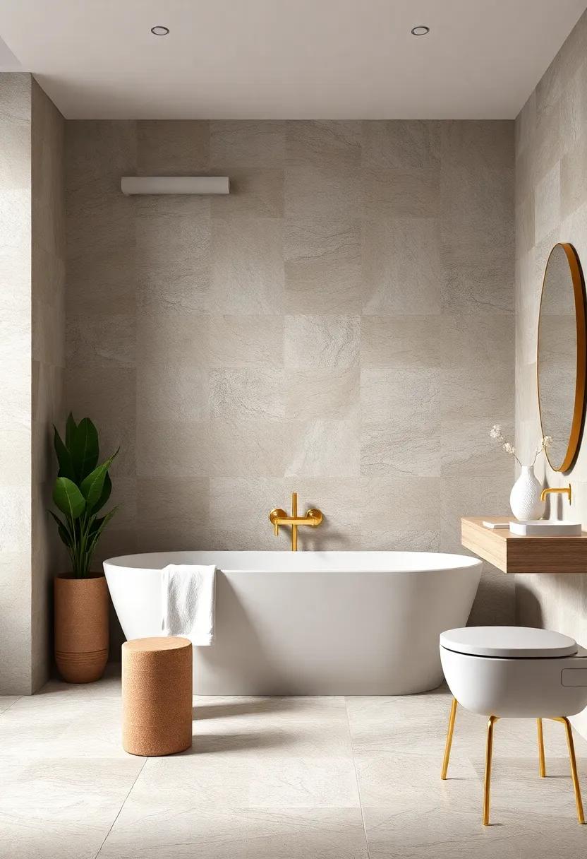 Matte Gold⁣ Fixtures ⁣Complement: Using‌ matte gold towel racks and hooks that ‌seamlessly blend with ⁣gold-accented wall ​tiles