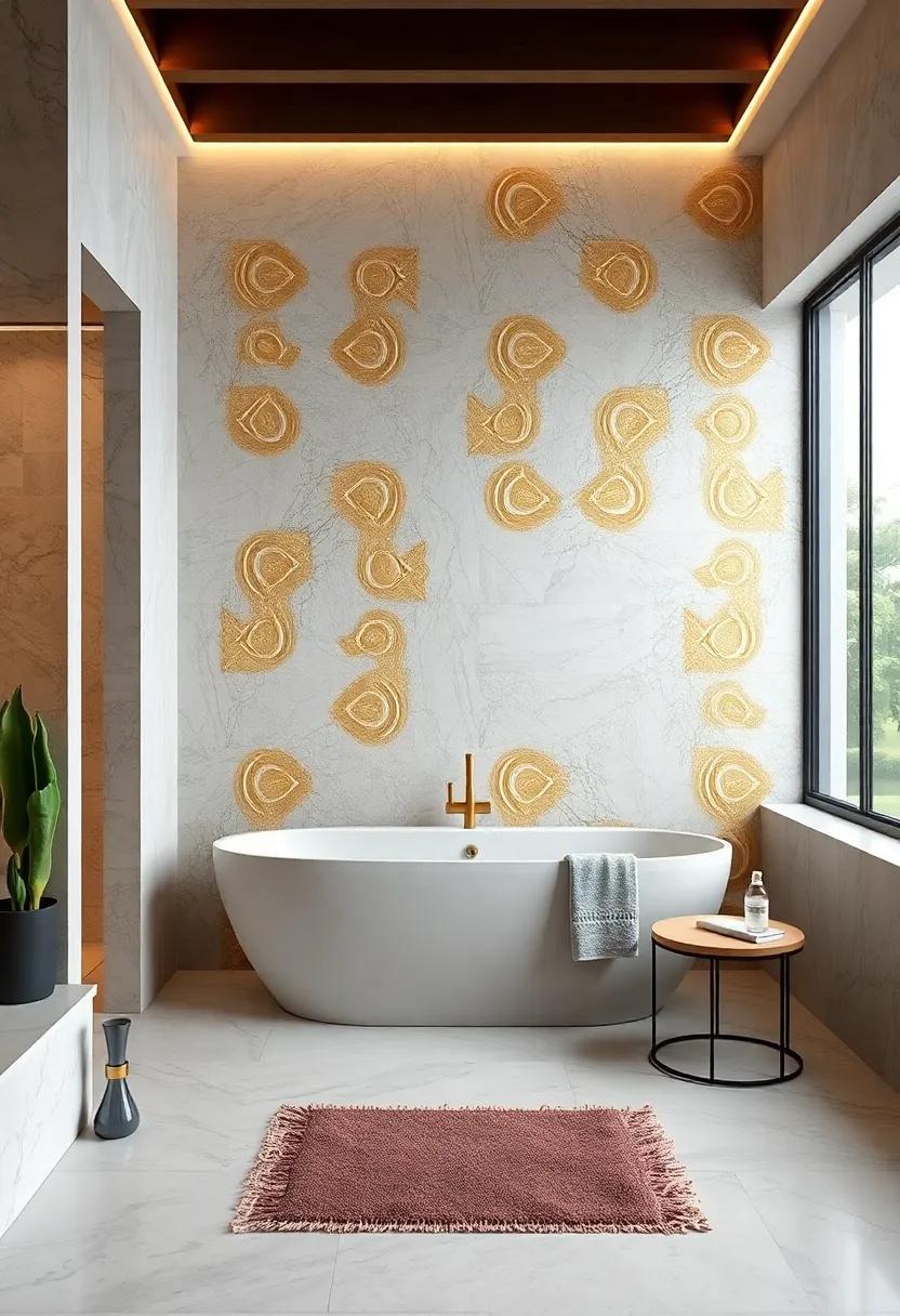 Gold Embossed ⁤Wallpaper: Raised gold patterns on wallpaper create a tactile and visually captivating wall‍ surface