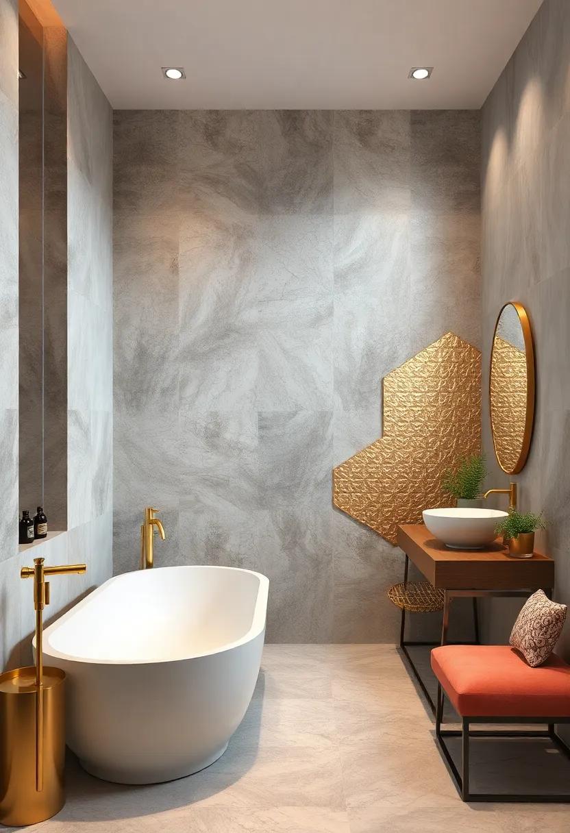 Mosaic⁣ Majesty: Intricate gold mosaic tiles arranged in geometric patterns provide a dazzling focal point