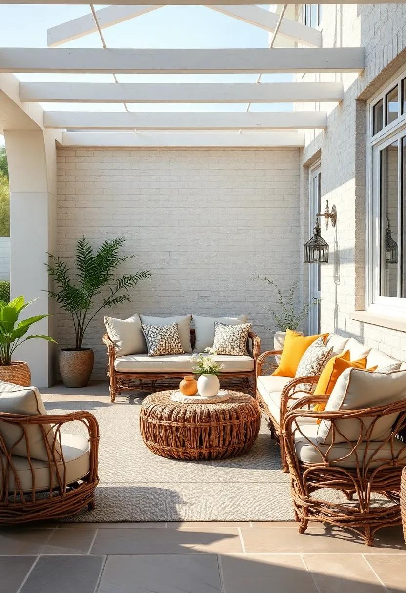 Soft, earth-toned cushions nestled within natural twig and branch furniture designs