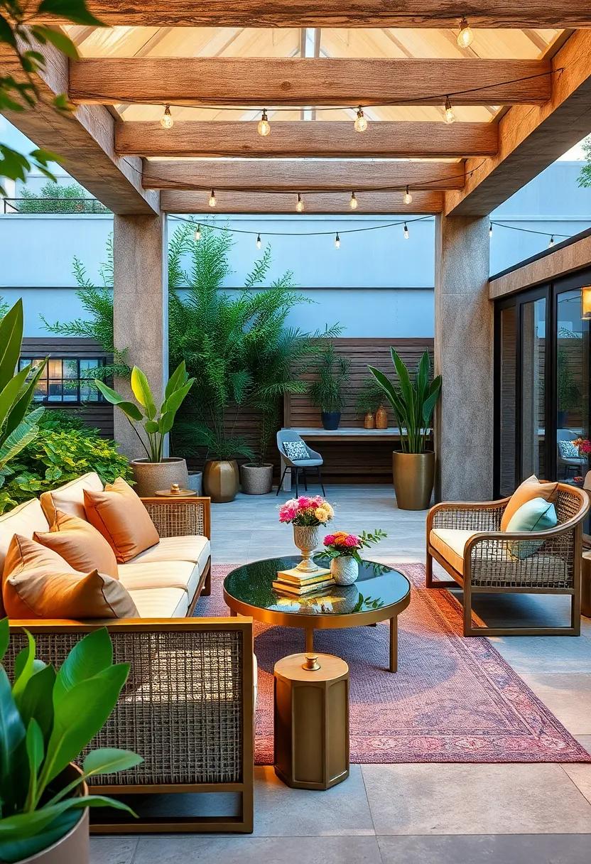 Elevate Your ⁢Outdoor‌ Lounge Area With‍ Gleaming Bronze Metallic Furniture and ⁣Plush Cushions