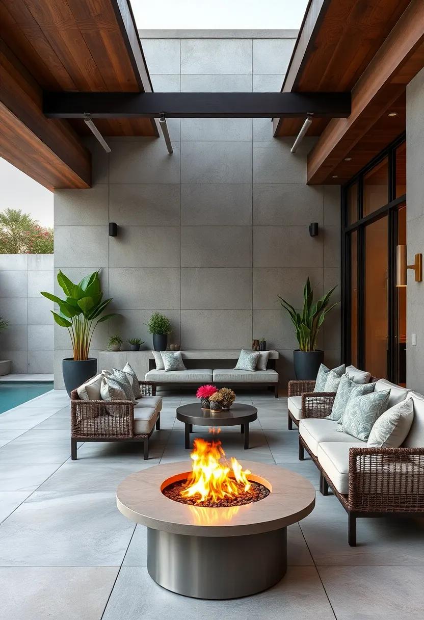 Polished Titanium fixtures Integrated Into Contemporary Patio Heating ⁣Elements