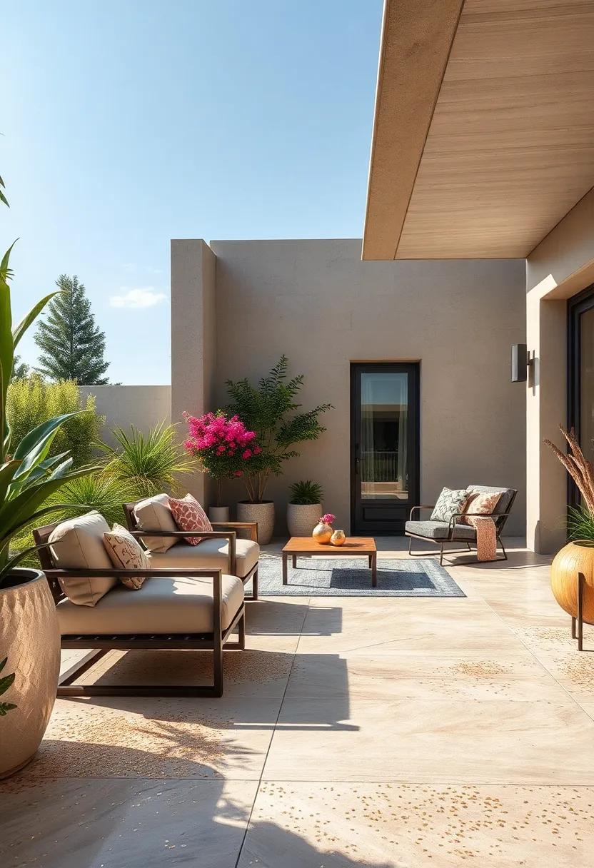 Patio ⁤Flooring Embedded with‌ Tiny ​Metallic Flecks Catching Morning Sunlight Beautifully