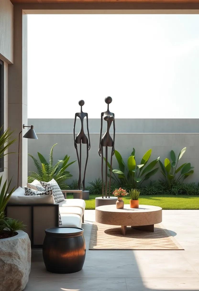 abstract Human Figures: ‌Tall, slender metal sculptures with minimalist features, evoking emotion and storytelling ⁣without overwhelming the ⁣garden space