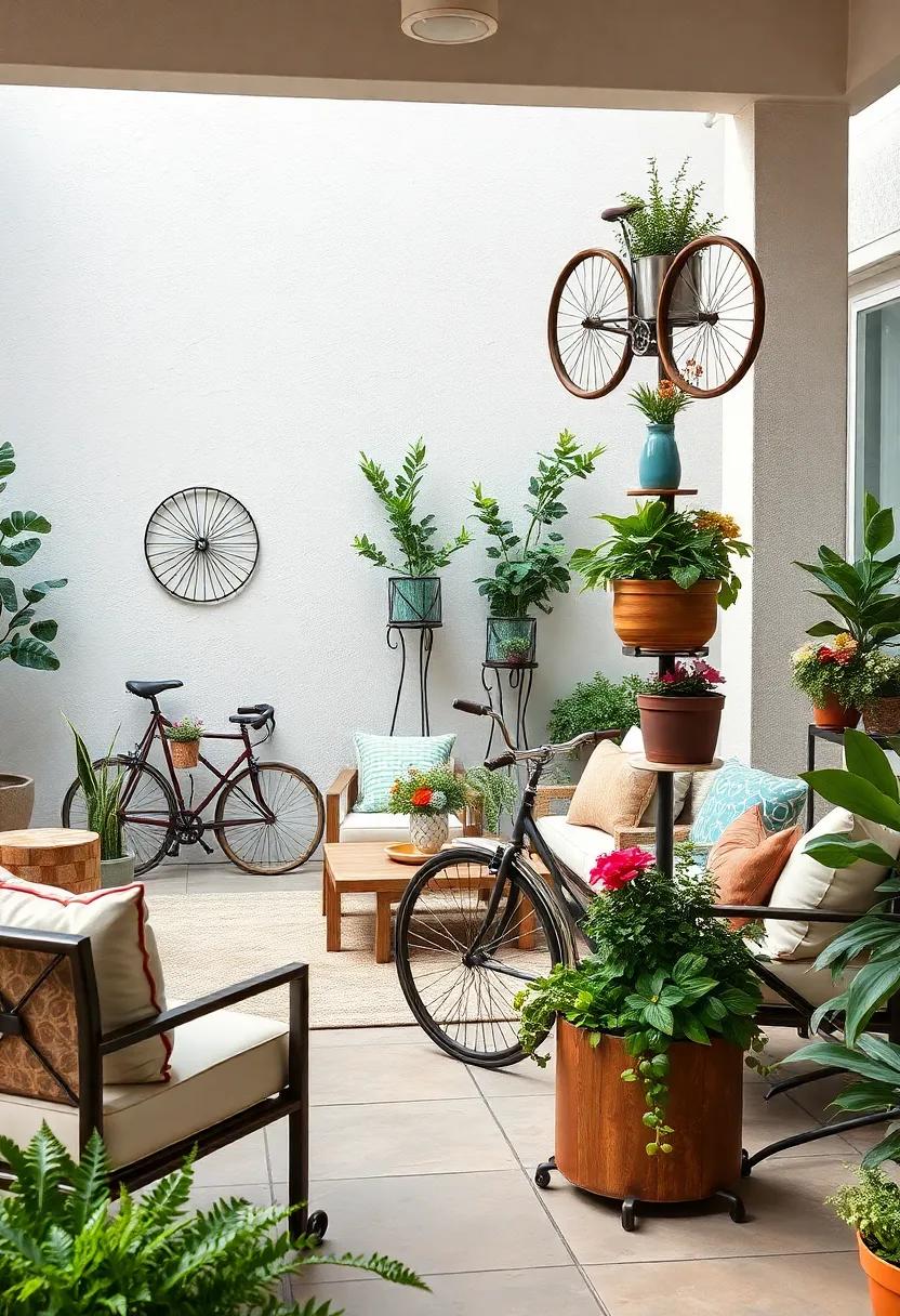 Vintage Bicycle Planters: Classic bicycle frames converted into multi-tiered planters, adding whimsy and vertical interest to garden ⁤corners