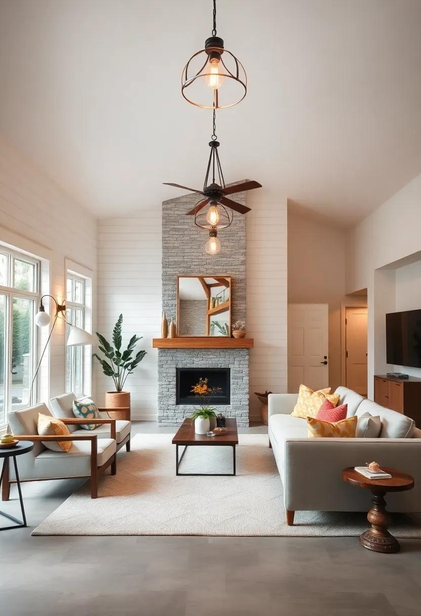 The⁤ Serenity of⁢ Dimmed⁤ Lighting Reflecting Softly on Painted White Shiplap Walls and Open farmhouse Spaces