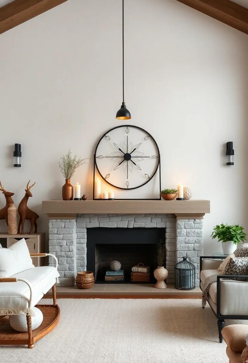 Decorative Candlelight Flickering⁣ on a Distressed Mantel Surrounded by Farmhouse Accents