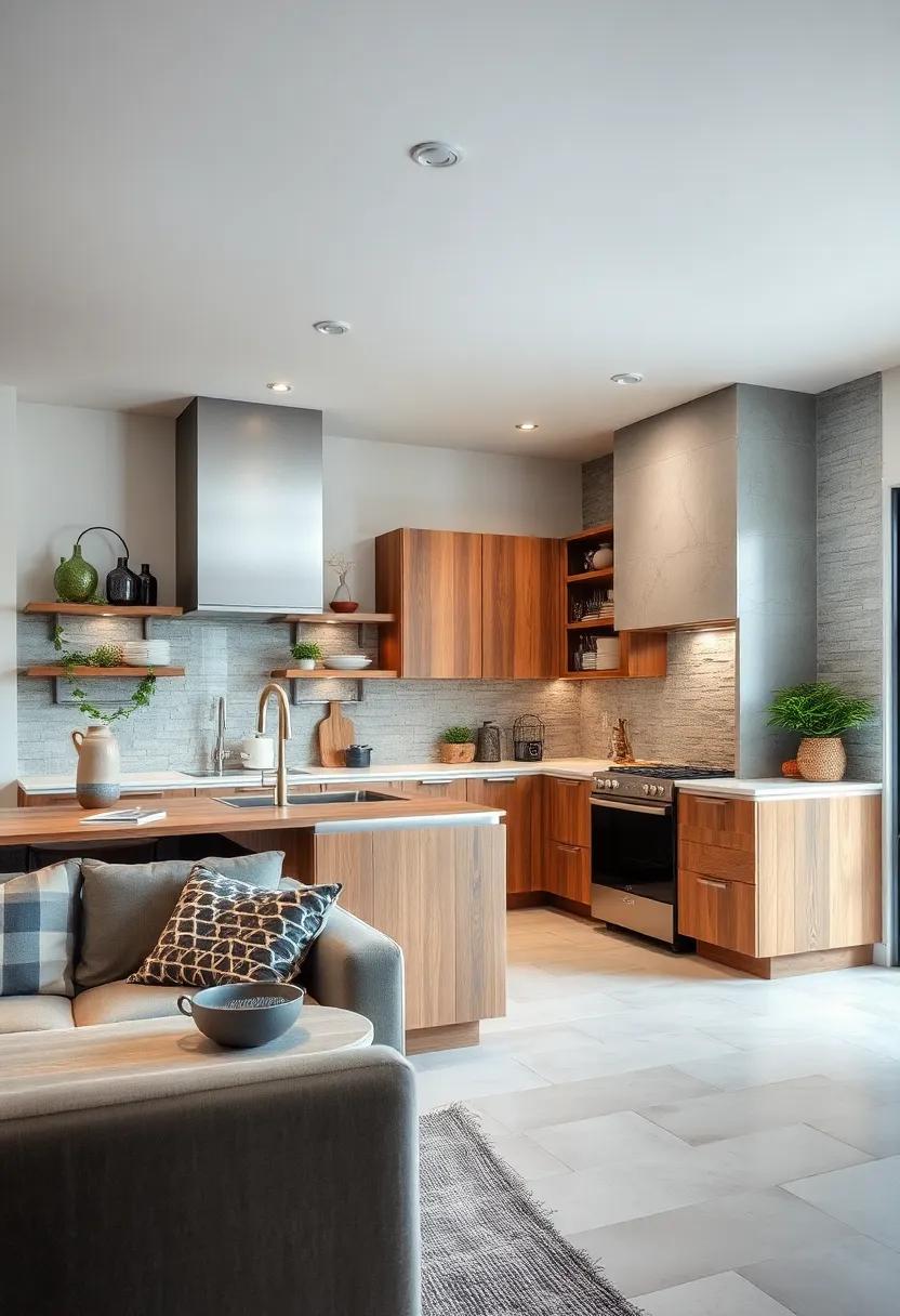 A fusion of rustic and modern elements featuring reclaimed wood ⁤cabinets and state-of-the-art appliances