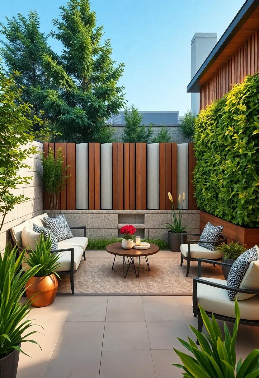 Living Green wall Modules – Incorporate planter ​boxes for ivy or succulents, merging nature with fencing for a living partition